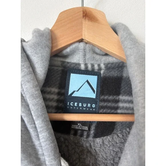 New Iceburg Outerwear Flannel Fleece Zip-Up Jacket – Gray – Men's XL - Picture 2 of 5